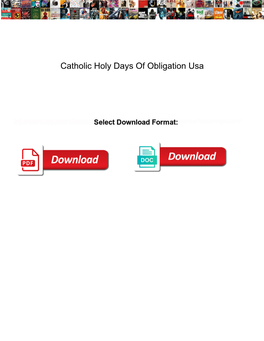 Catholic Holy Days of Obligation Usa