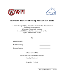 Affordable and Green Housing on Nantucket Island