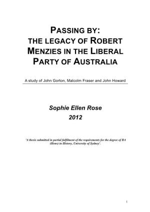 The Legacy of Robert Menzies in the Liberal Party of Australia