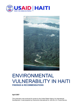 Environmental Vulnerability in Haiti Findings & Recommendations