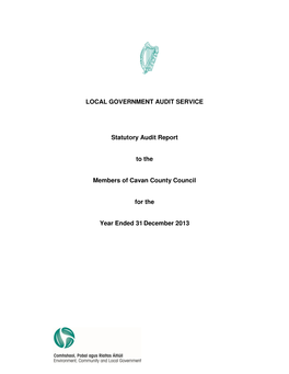 LOCAL GOVERNMENT AUDIT SERVICE Statutory Audit Report to the Members of Cavan County Council for the Year Ended 31 December