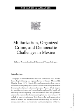 Militarization, Organized Crime, and Democratic Challenges in Mexico