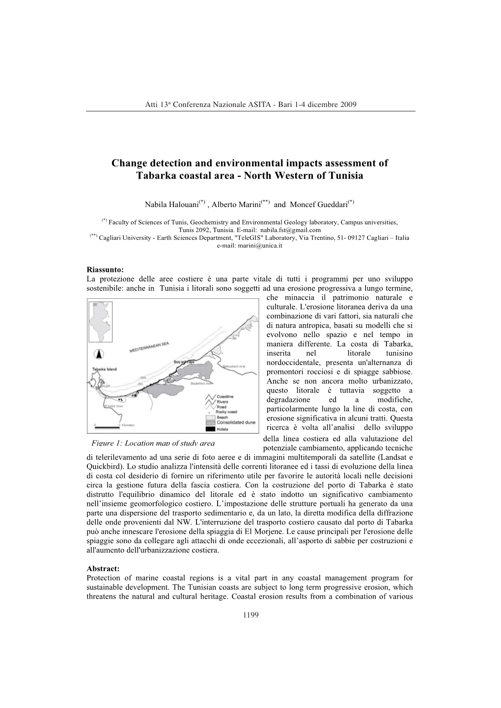 Change Detection and Environmental Impacts Assessment of Tabarka Coastal Area - North Western of Tunisia