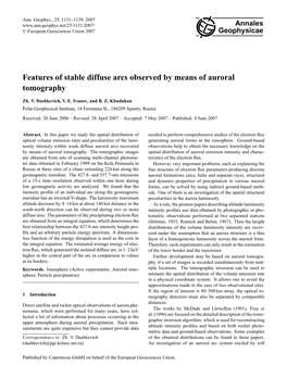 Features of Stable Diffuse Arcs Observed by Means of Auroral Tomography