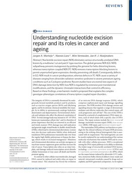 Understanding Nucleotide Excision Repair and Its Roles in Cancer and Ageing