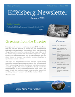Effelsberg Newsletter January 2012