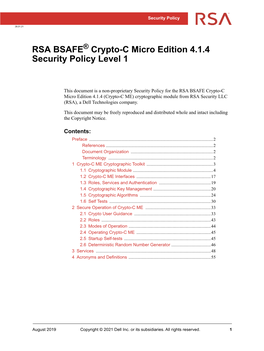 RSA BSAFE Crypto-C Micro Edition 4.1.4 Security Policy Level 1