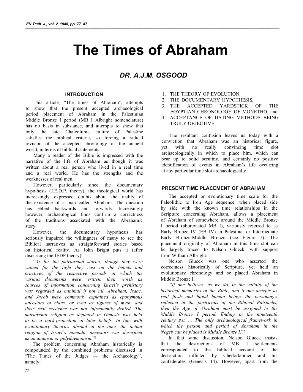 The Times of Abraham