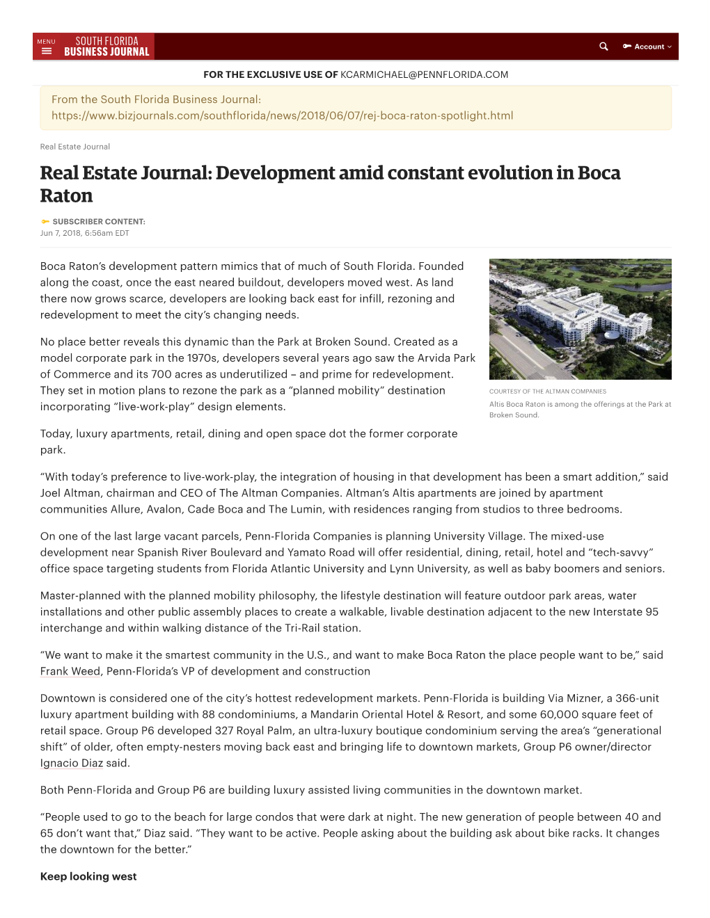 Real Estate Journal: Development Amid Constant Evolution in Boca Raton