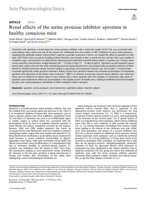 Renal Effects of the Serine Protease Inhibitor Aprotinin in Healthy Conscious Mice