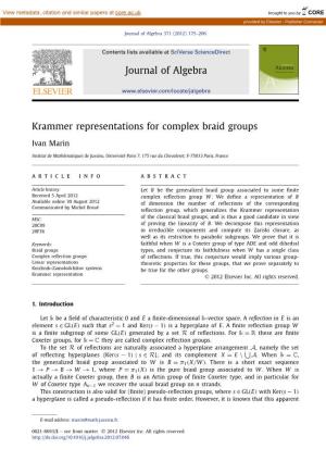 Krammer Representations for Complex Braid Groups