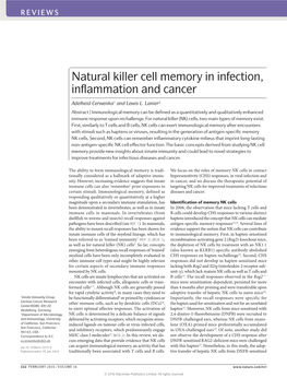 Natural Killer Cell Memory in Infection, Inflammation and Cancer