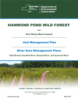 2019 Hammond Pond Wild Forest Unit Management Plan (UMP)