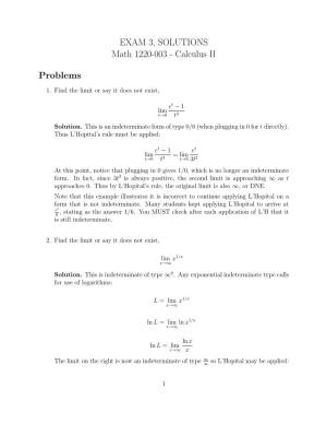 EXAM 3, SOLUTIONS Math 1220-003 - Calculus II