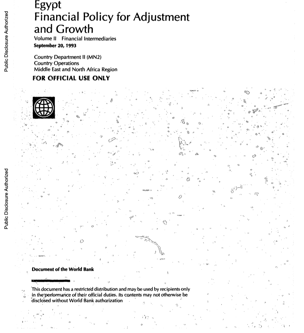 Egypt Financial Policy for Adjustment and Growth Volume 11 Financialintermediaries September20, 1993