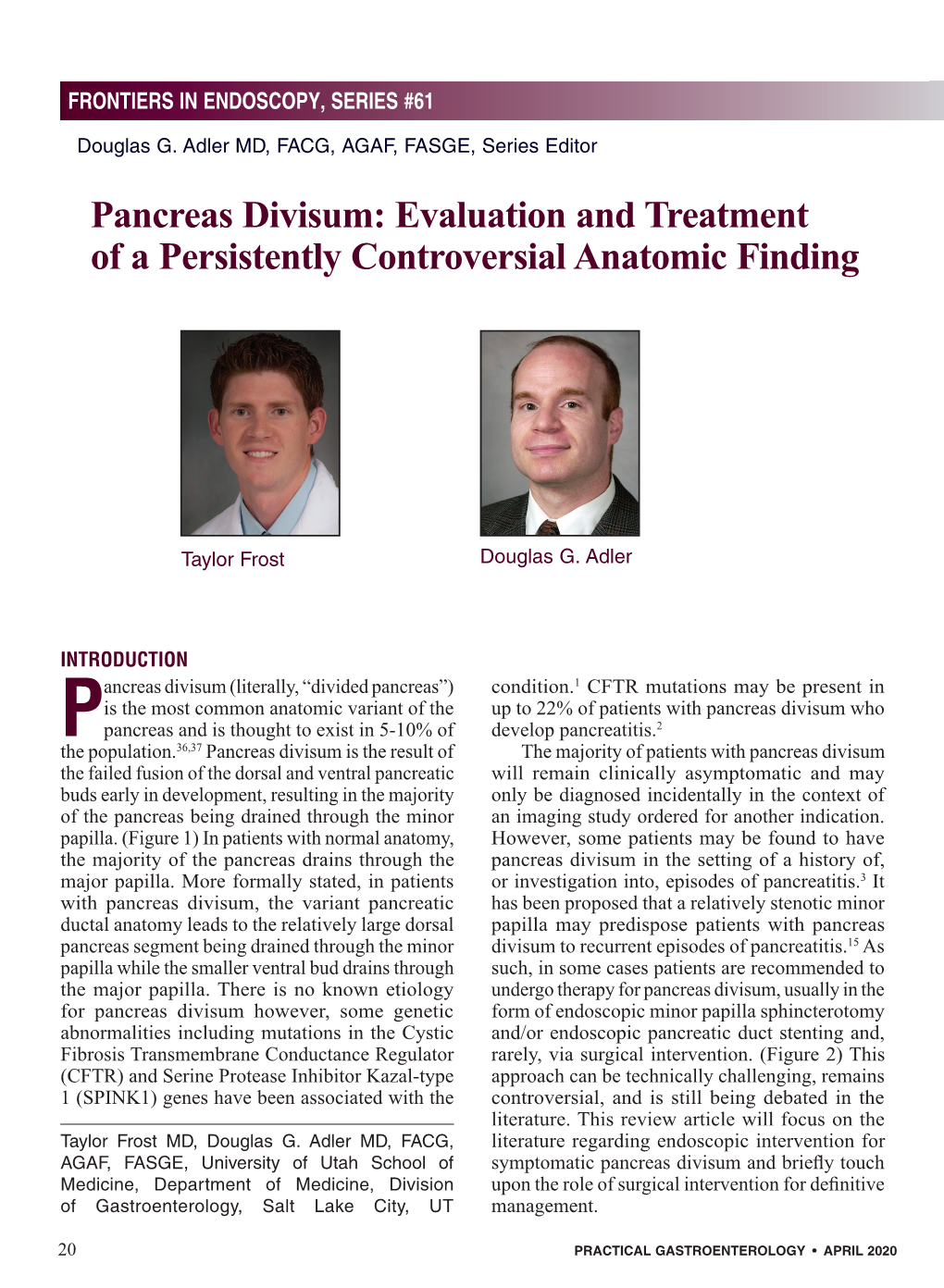 Pancreas Divisum: Evaluation and Treatment of a Persistently Controversial Anatomic Finding