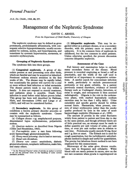 Management of the Nephrotic Syndrome GAVIN C