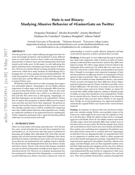 Studying Abusive Behavior of #Gamergate on Twitter