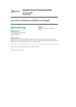 European Journal of American Studies, Vol 1, No 1 | 2006 Overview of American Studies in Portugal 2