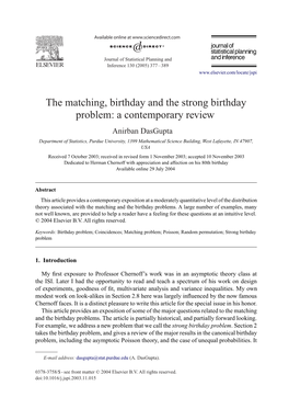 The Matching, Birthday and the Strong Birthday Problem