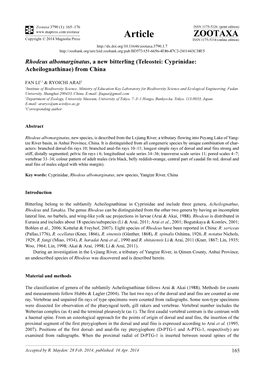 Teleostei: Cyprinidae: Acheilognathinae) from China