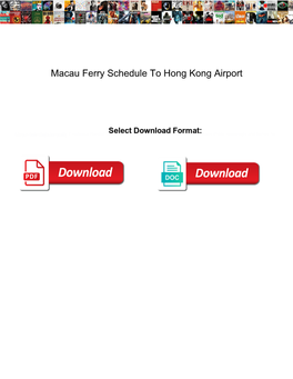 Macau Ferry Schedule to Hong Kong Airport