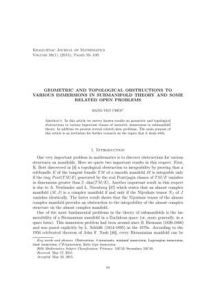 Geometric and Topological Obstructions to Various Immersions in Submanifold Theory and Some Related Open Problems