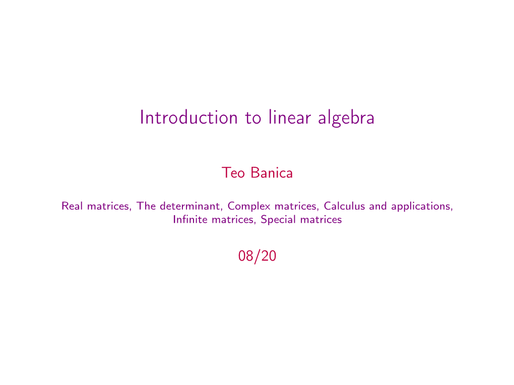 Introduction to Linear Algebra