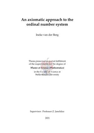 An Axiomatic Approach to the Ordinal Number System
