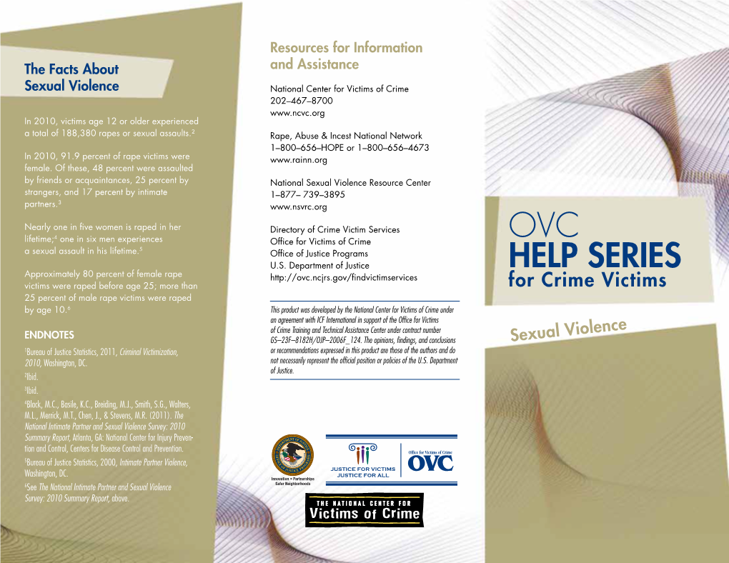 OVC Help Series for Crime Victims: Sexual Violence