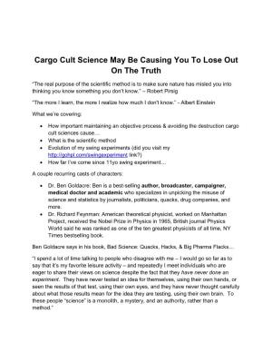 Cargo Cult Science May Be Causing You to Lose out on the Truth