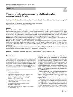 Outcomes of Endoscopic Sinus Surgery in Adult Lung Transplant Patients with Cystic Fibrosis
