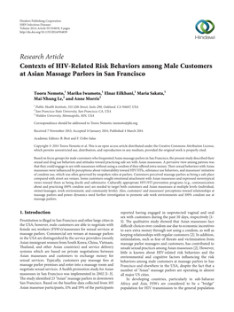 Research Article Contexts of HIV-Related Risk Behaviors Among Male Customers at Asian Massage Parlors in San Francisco