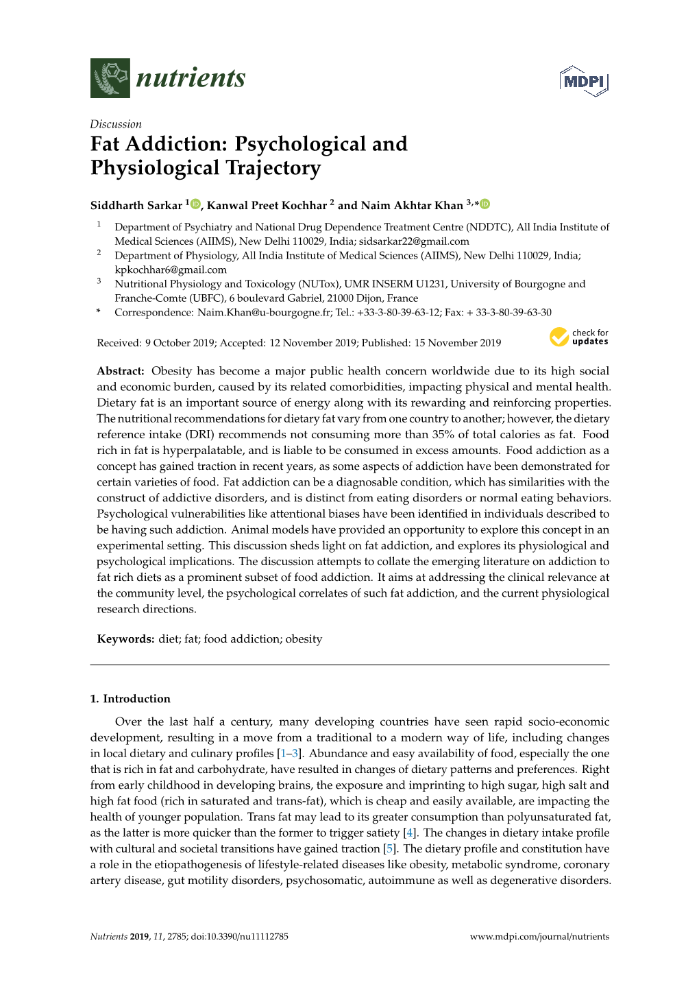 Fat Addiction: Psychological and Physiological Trajectory