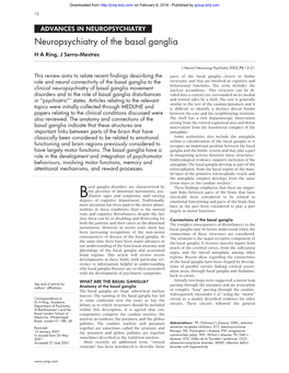 Neuropsychiatry of the Basal Ganglia H a Ring, J Serra-Mestres