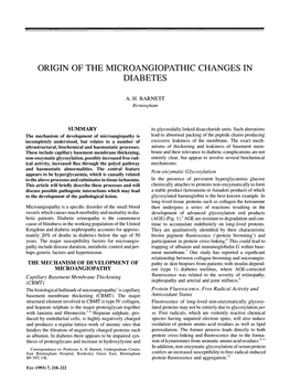 Origin of the Microangiopathic Changes in Diabetes