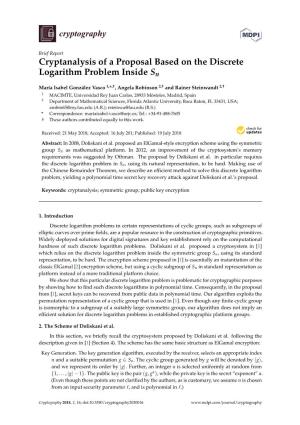 Cryptanalysis of a Proposal Based on the Discrete Logarithm Problem Inside Sn