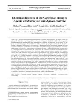 Chemical Defenses of the Caribbean Sponges Agelas Wiedenmayeri and Agelas Conifera
