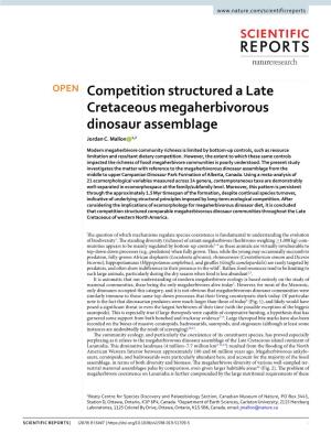 Competition Structured a Late Cretaceous Megaherbivorous Dinosaur Assemblage Jordan C