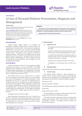 A Case of Neonatal Diabetes Presentation, Diagnosis and Management
