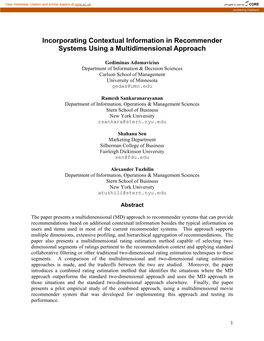 Incorporating Contextual Information in Recommender Systems Using a Multidimensional Approach