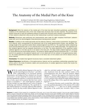 The Anatomy of the Medial Part of the Knee