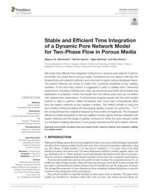Stable and Efficient Time Integration of a Dynamic Pore Network Model For