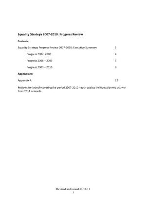Equality Strategy 2007-2010: Progress Review