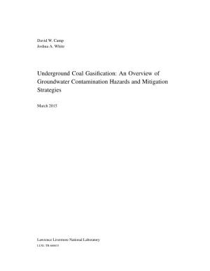 LLNL Underground Coal Gasification: an Overview of Groundwater