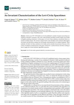 An Invariant Characterization of the Levi-Civita Spacetimes