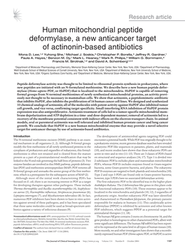 Human Mitochondrial Peptide Deformylase, a New Anticancer Target of Actinonin-Based Antibiotics Mona D