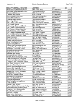 Attachment B Election Day Vote Centers May 7, 2016