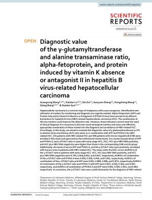 Diagnostic Value of the Γ-Glutamyltransferase and Alanine