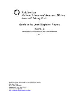 Guide to the Jean Stapleton Papers